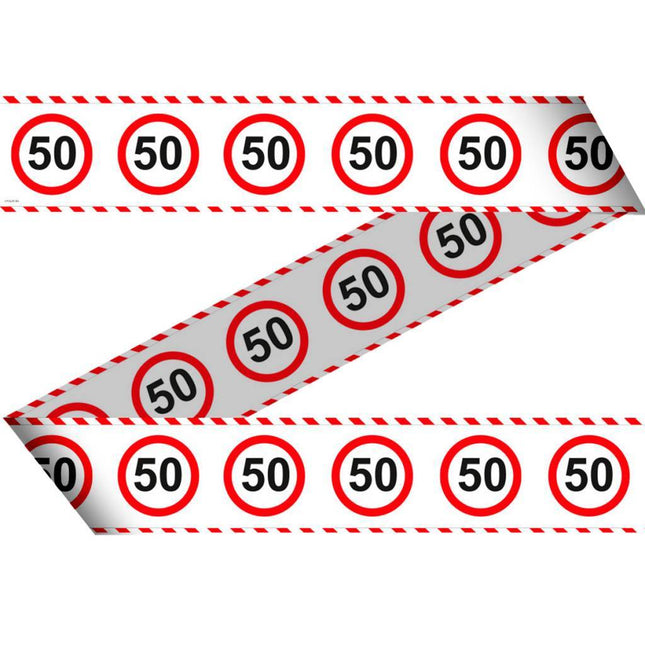 Afzetlint 50 Jaar Verkeersbord 15m van Folat koop je bij Partywinkel