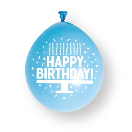 Assortiment blauwe ‘Happy Birthday’ - latexballonnen, 23 cm 10 stuks van Unique koop je bij Partywinkel