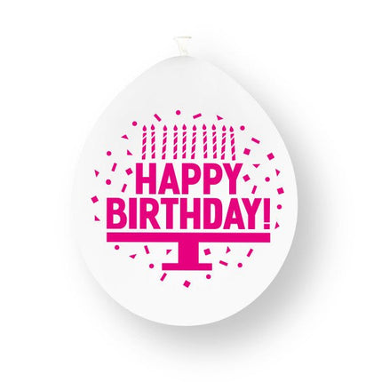 Assortiment roze ‘Happy Birthday’ - latexballonnen, 23 cm, 10 stuks van Unique koop je bij Partywinkel