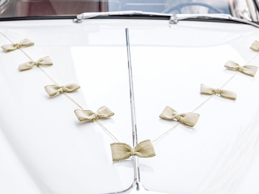 Auto Decoratie Set Bruiloft Jute Strikjes van Partydeco koop je bij Partywinkel
