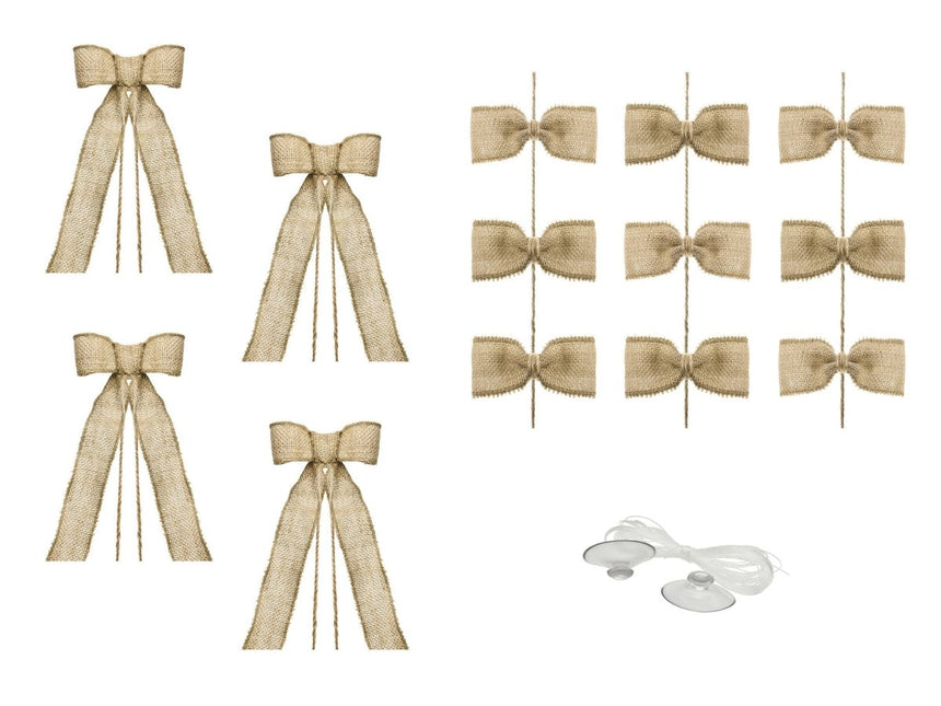 Auto Decoratie Set Bruiloft Jute Strikjes van Partydeco koop je bij Partywinkel