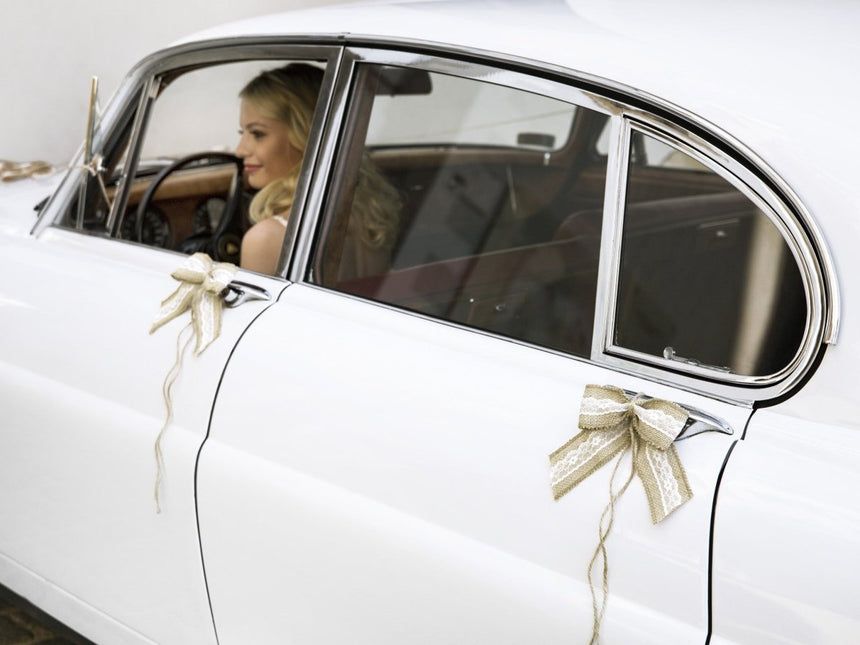 Auto Decoratie Set Bruiloft Strikjes van Partydeco koop je bij Partywinkel
