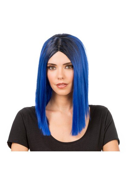 Aya Pruik Blauw Zwart 40cm van CHAKS koop je bij Partywinkel