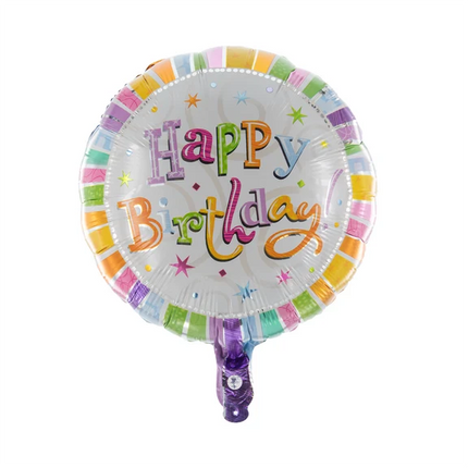 Happy Birthday Helium Balloon, Colored Stars, Unfilled, 45 cm