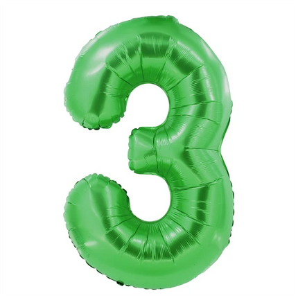 3-Year-Old Number Balloon, Green, 1 m