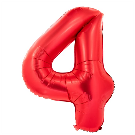 4-Year-Old Number Balloon, Red, 1 m