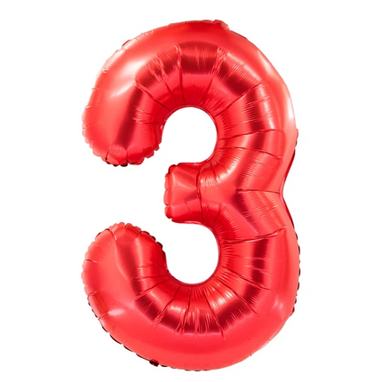 3-Year-Old Number Balloon, Red, 1 m