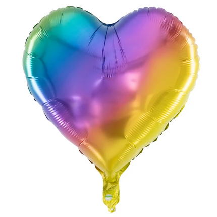 Heart-Shaped Helium Balloon, Rainbow, Empty, 45 cm