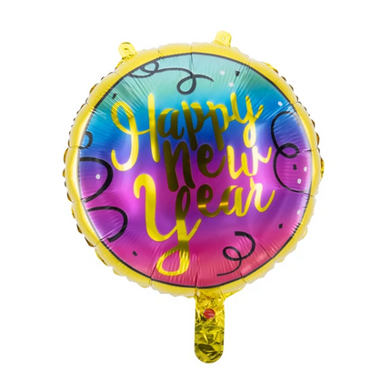 Happy New Year Helium Balloon, Colored, Empty, 45 cm