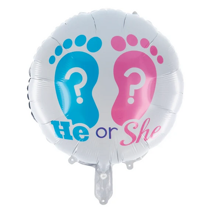 Gender Reveal Helium Balloon (Feet, Empty) 45 cm