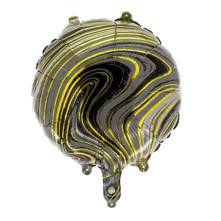 Black Helium Balloon with Gold Lines, Unfilled, 45 cm