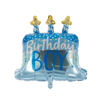Birthday Boy Helium Balloon, Blue Cake, Empty, 70 cm