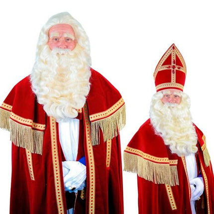Sinterklaas Fake Beard White Deluxe Long