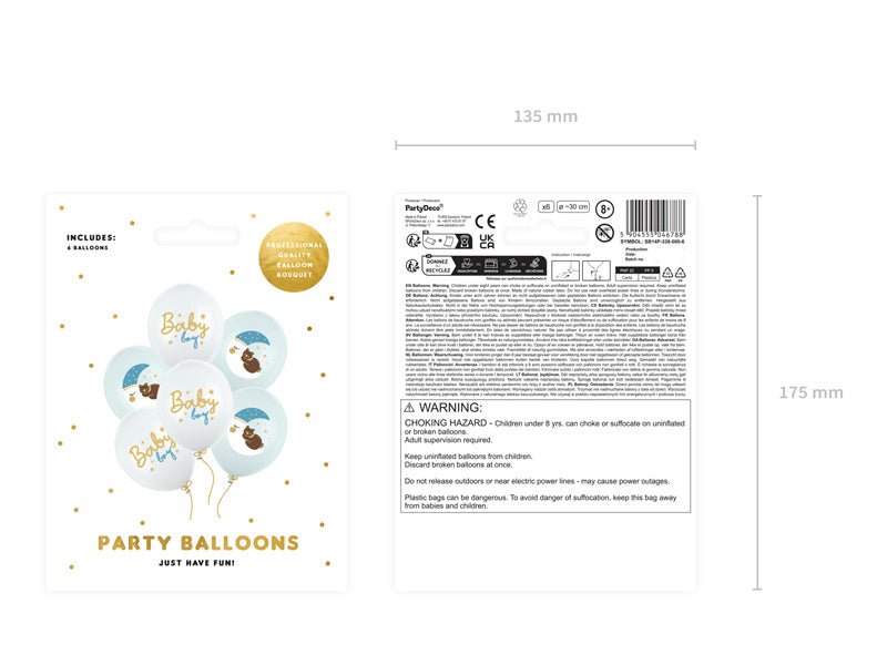 Baby Ballonnen Blauw 30cm 6st van Partydeco koop je bij Partywinkel