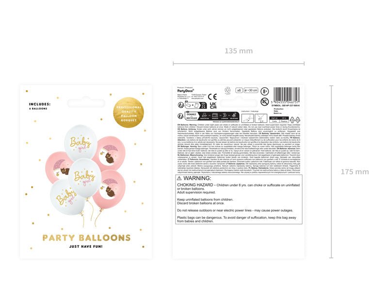 Baby Ballonnen Roze 30cm 6st van Partydeco koop je bij Partywinkel