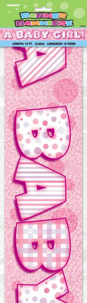 Baby Banner Roze 3,65m van Unique koop je bij Partywinkel