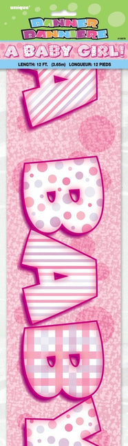 Baby Banner Roze 3,65m van Unique koop je bij Partywinkel