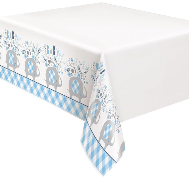 Baby Olifant Tafelkleed Lichtblauw 2,13m van Unique koop je bij Partywinkel