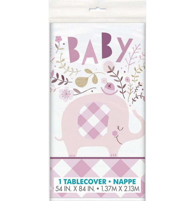 Baby Olifant Tafelkleed Lichtroze 2,13m van Unique koop je bij Partywinkel
