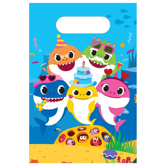 Baby Shark Uitdeelzakjes 23cm 8st van Riethmueller koop je bij Partywinkel