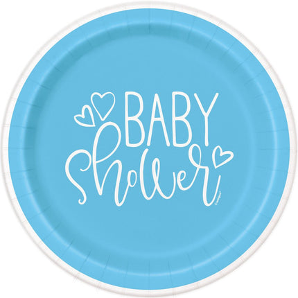 Baby Shower Borden Blauw 23cm 8st van Unique koop je bij Partywinkel