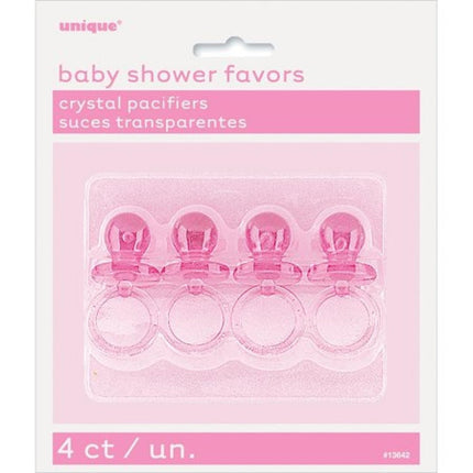 Baby Speentjes Kristal Roze 4st van Unique koop je bij Partywinkel