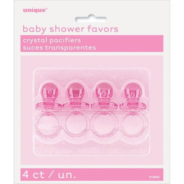 Baby Speentjes Kristal Roze 4st van Unique koop je bij Partywinkel