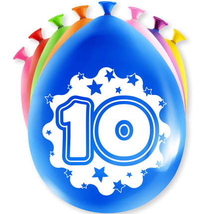 Ballonnen 10 Jaar Hoera 30cm 8st van Paper Dreams koop je bij Partywinkel