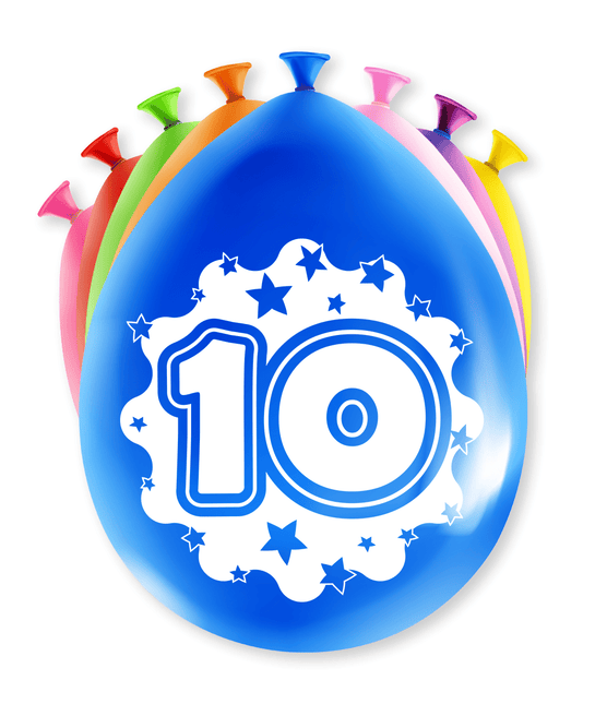 Ballonnen 10 Jaar Hoera 30cm 8st van Paper Dreams koop je bij Partywinkel