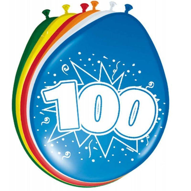 Ballonnen 100 Jaar 30cm 8st van Folat koop je bij Partywinkel