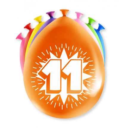 Ballonnen 11 Jaar Meerkleurig 30cm 8st van Paper Dreams koop je bij Partywinkel