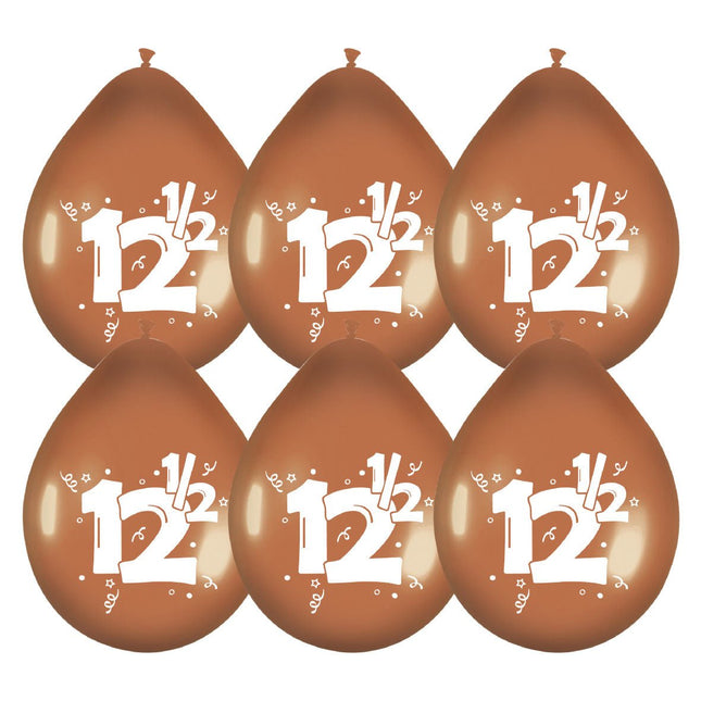 Ballonnen 12,5 Jaar Brons 30cm 6st van Haza Witbaard koop je bij Partywinkel