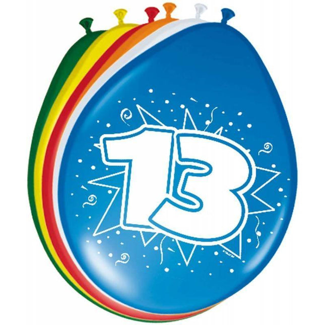 Ballonnen 13 Jaar 30cm 8st van Folat koop je bij Partywinkel