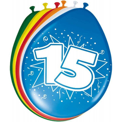 Ballonnen 15 Jaar 30cm 8st van Folat koop je bij Partywinkel