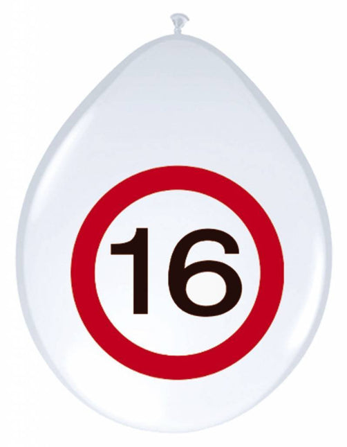 Ballonnen 16 Jaar Verkeersbord 30cm 8st van Folat koop je bij Partywinkel