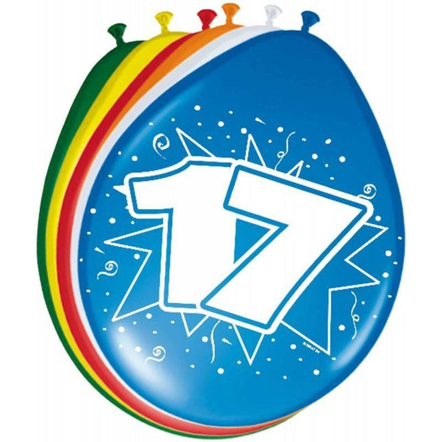 Ballonnen 17 Jaar 30cm 8st van Folat koop je bij Partywinkel