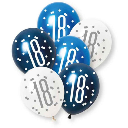 Ballonnen 18 Jaar 30cm 6st van Unique koop je bij Partywinkel