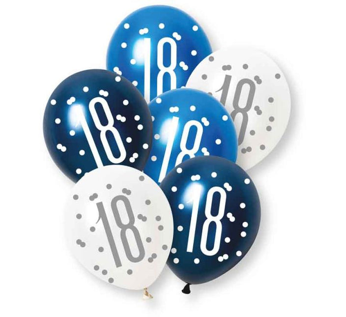 Ballonnen 18 Jaar 30cm 6st van Unique koop je bij Partywinkel