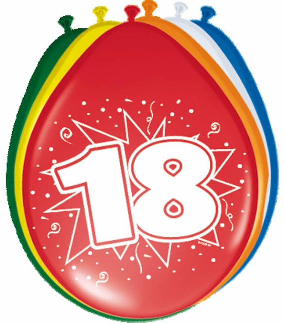 Ballonnen 18 Jaar 30cm 8st van Folat koop je bij Partywinkel