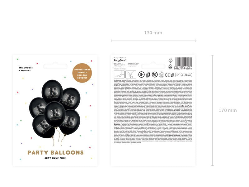 Ballonnen 18 Jaar & Brilliant Zwart 30cm 6st van Partydeco koop je bij Partywinkel