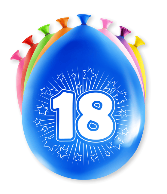 Ballonnen 18 Jaar Hoera 30cm 8st van Paper Dreams koop je bij Partywinkel