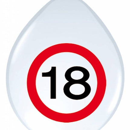 Ballonnen 18 Jaar Verkeersbord 30cm 8st van Folat koop je bij Partywinkel