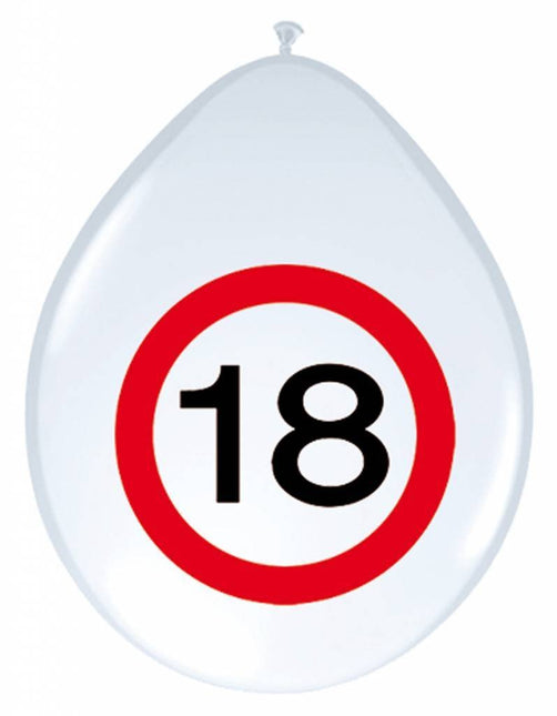 Ballonnen 18 Jaar Verkeersbord 30cm 8st van Folat koop je bij Partywinkel