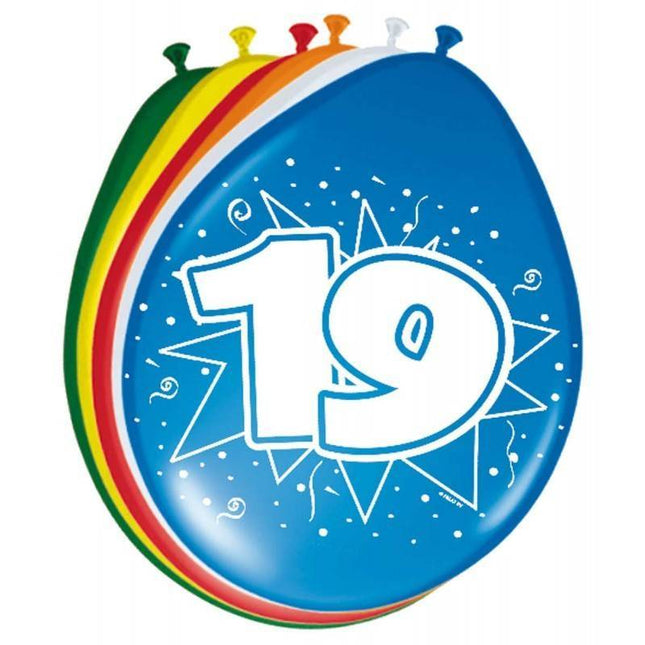 Ballonnen 19 Jaar 30cm 8st van Folat koop je bij Partywinkel