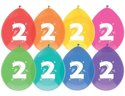 Ballonnen 2 Jaar Party 30cm 8st van Haza Witbaard koop je bij Partywinkel