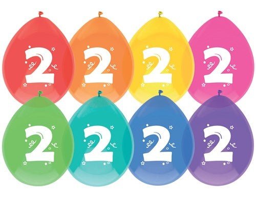 Ballonnen 2 Jaar Party 30cm 8st van Haza Witbaard koop je bij Partywinkel