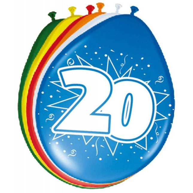 Ballonnen 20 Jaar 30cm 8st van Folat koop je bij Partywinkel