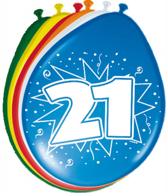 Ballonnen 21 Jaar 30cm 8st van Folat koop je bij Partywinkel