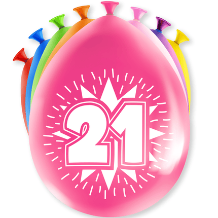 Ballonnen 21 Jaar Hoera 30cm 8st van Paper Dreams koop je bij Partywinkel