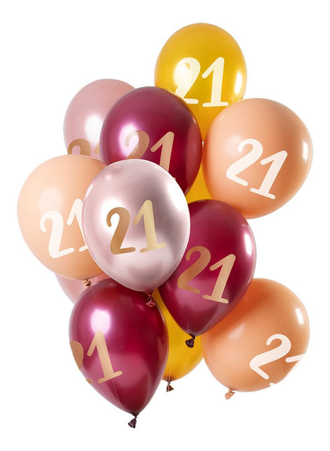 Ballonnen 21 Jaar Roze 30cm 12st van Folat koop je bij Partywinkel